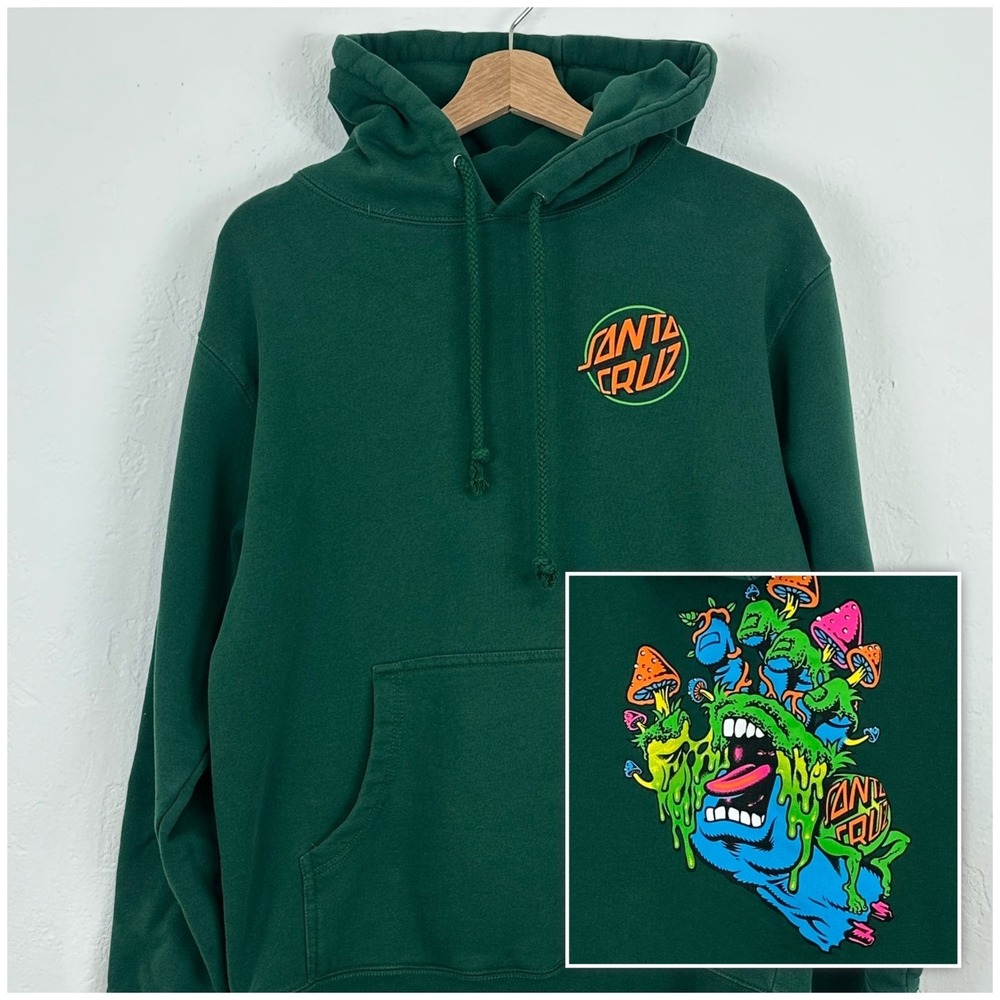VTG Santa Cruz Mens Y2K Psychedelic Mushroom Hoodie Sz Small Skater Trippy Alt